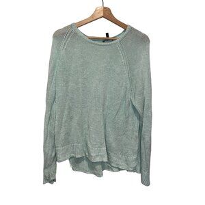 Eileen Fisher Linen XL Light Green Knit Sweater  Relaxed Fit Breathable Fabric W